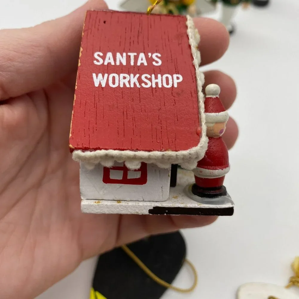 Vintage small wooden Christmas ornaments Angels Santa Nutcrackers‎